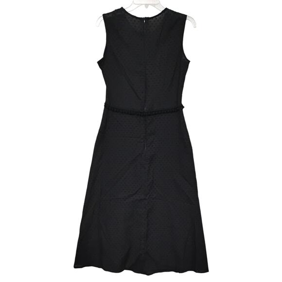 Handmade Swiss Dot Midi Dress Size M Black Sheath Cut Sleeveless Zipper on Back - Picture 6 of 11